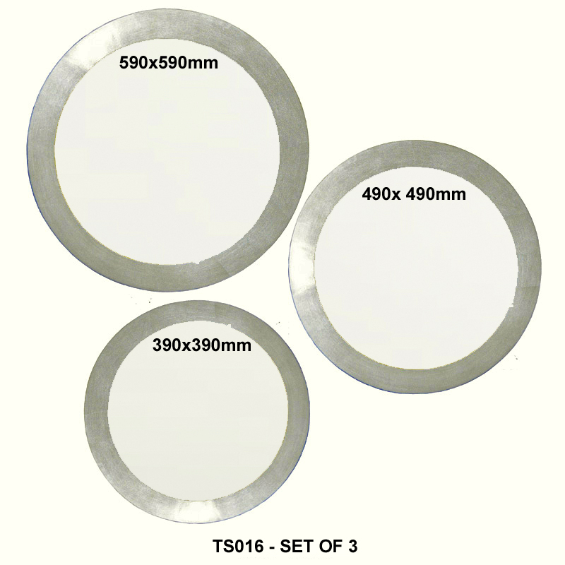 TS016 Wall décor art mirror silver small modern round set of 3